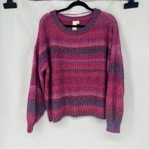 Ady P Cozy Multicolor Striped Crew Neck Sweater